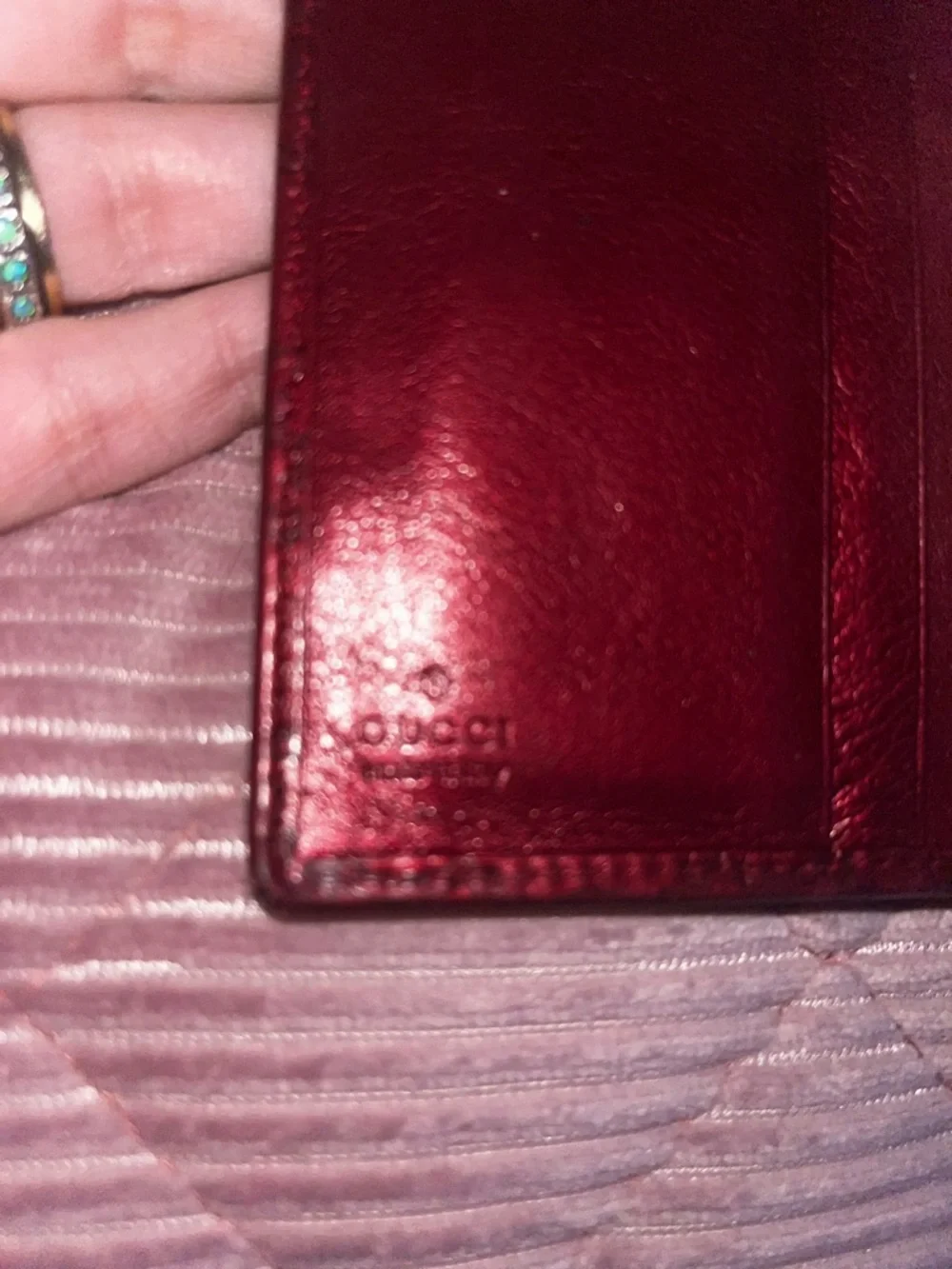 Gucci Burgundy Leather GG Heart Snap Card Holder & wallet with Monogram & heart - Picture 11 of 14